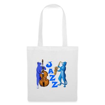 JAZZ CATS - CATS PLAYING SAXOPHONE AND DOUBLE BASS - Tote Bag - white - Front