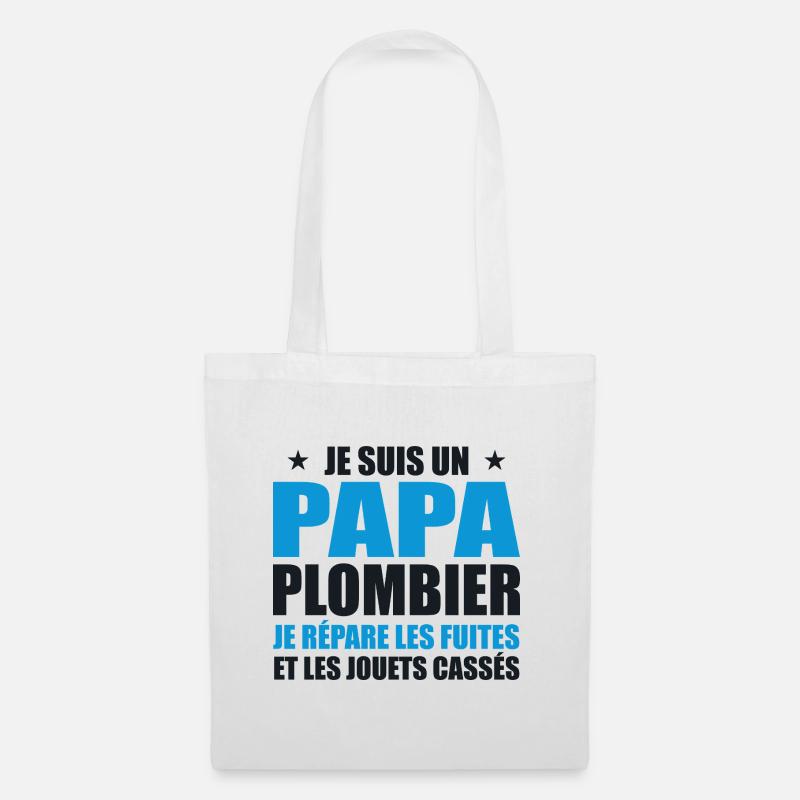 Klempner Papa, Geschenkidee zum Vatertag - Stoffbeutel - Weiß