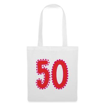 50. 50 ANS. 50e ANNIVERSAIRE. ANNIVERSAIRE 50 ANS. - Sac en tissu - blanc - Devant