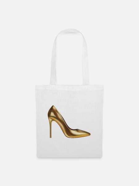 Goldenes Highheel-Print - Stoffbeutel - Weiß