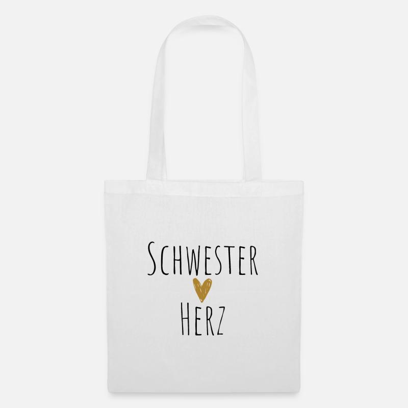 Schwester Herz Geschenk Schwestern - Stoffbeutel - Weiß
