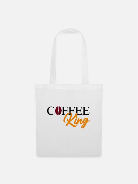 Coffee King mit Bohne - Stoffbeutel - Weiß