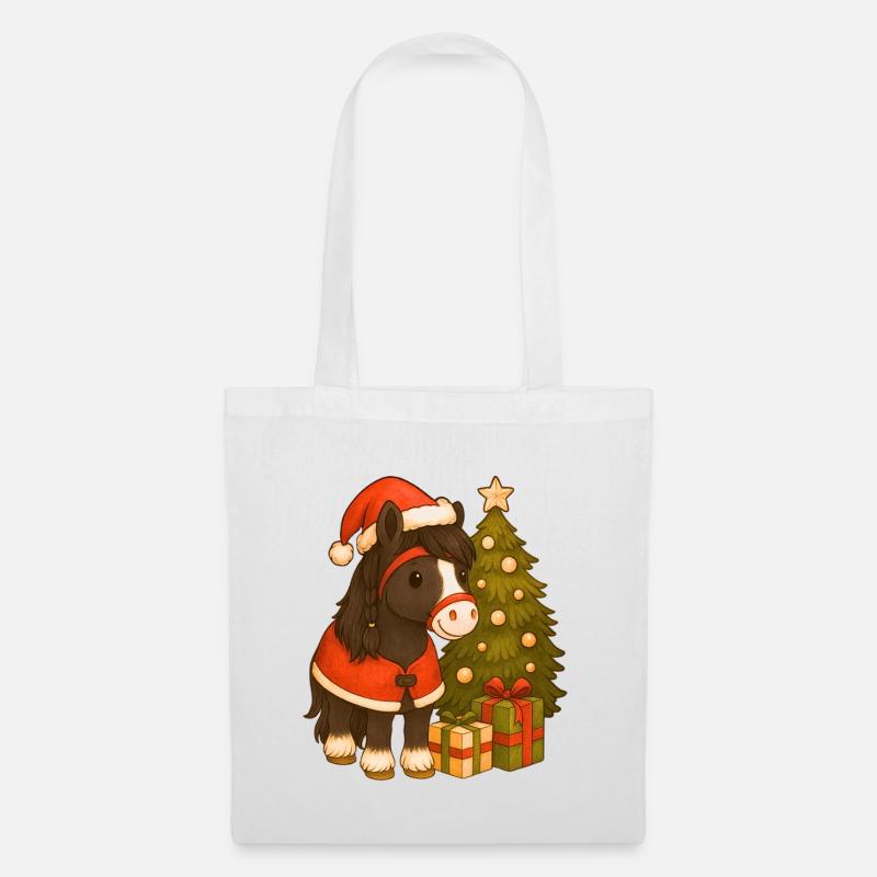 pony_weihnachten - Stoffbeutel - Weiß