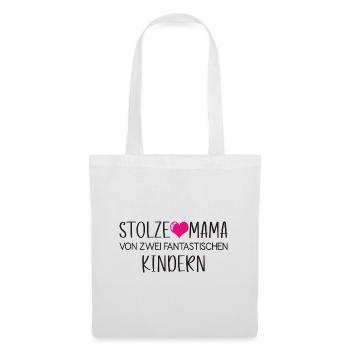 Stolze Mutter mit Herz von 2 Kindern Geschenk Idee - Stoffbeutel - Weiß - Vorne