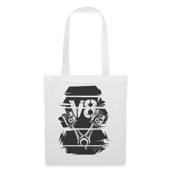 retro v8 Auto musclecars Motor vintage Symbol Logo - Stoffbeutel - Weiß - Vorne