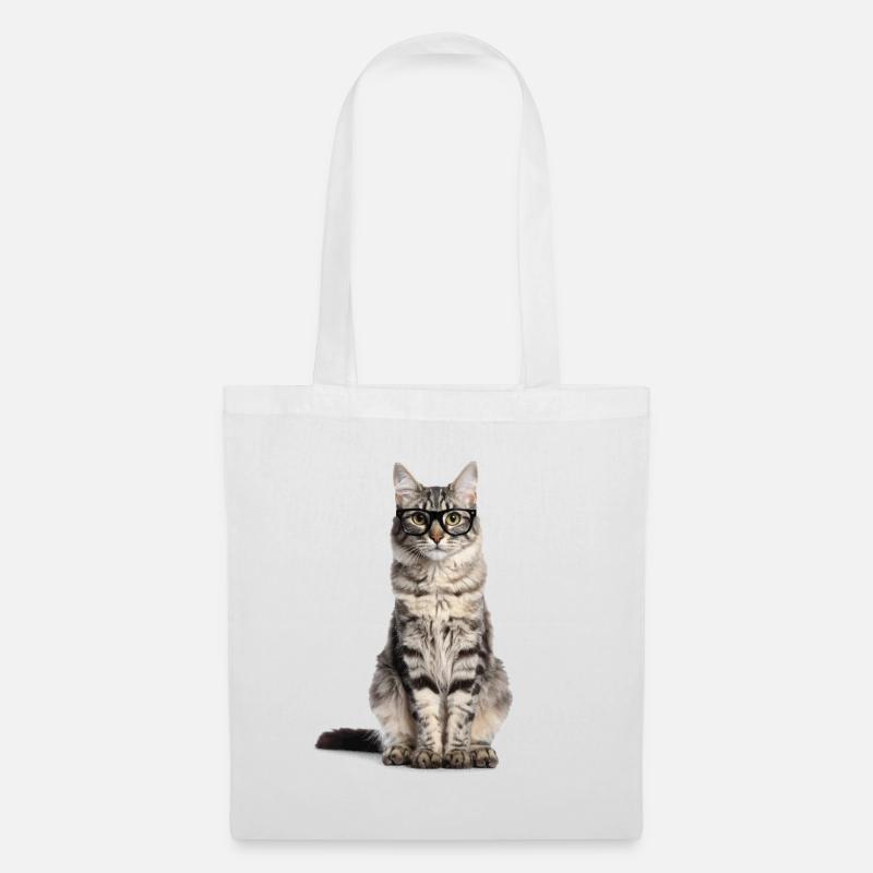 Getigerte Katze mit Brille – Wild at Heart - Stoffbeutel - Weiß