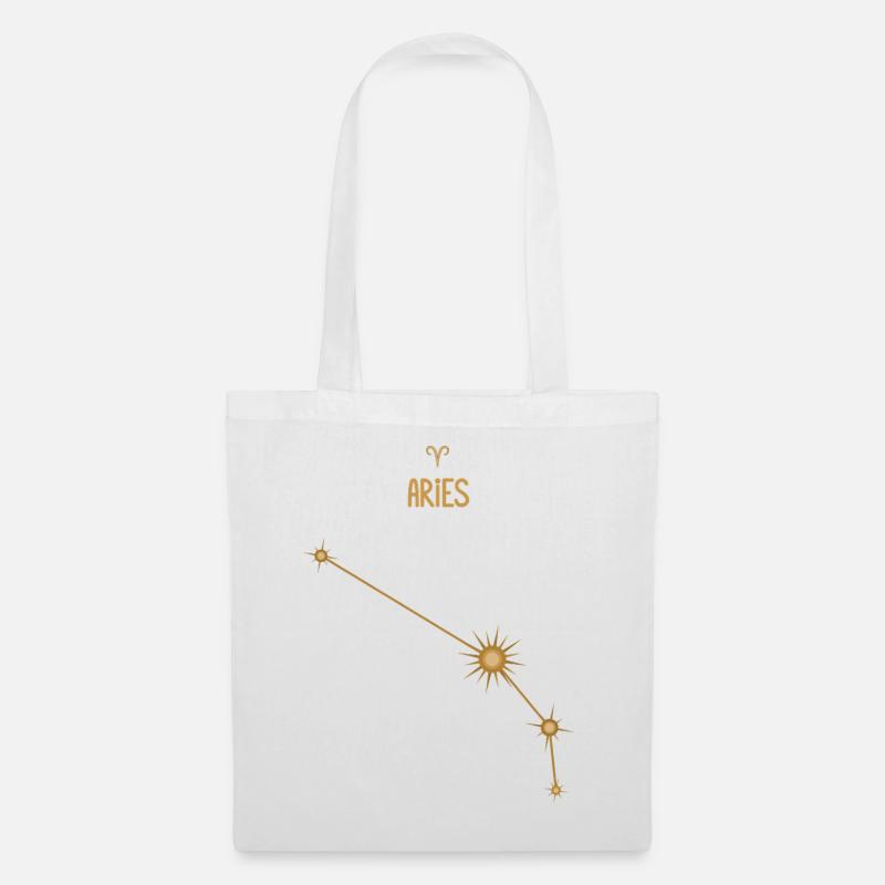 Widder Sternzeichen Sternkonstellation Goldene Töne - Stoffbeutel - Weiß