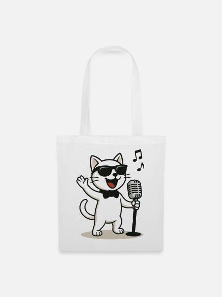 Rock'n'Roll Kitty - Stoffbeutel - Weiß