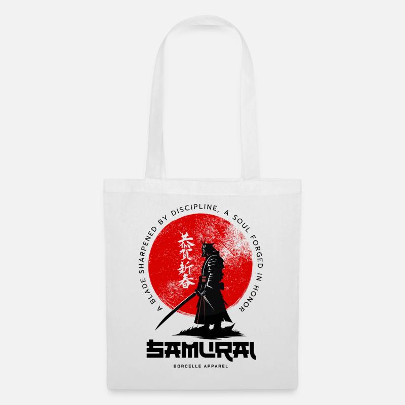 Samurai Mondkreis - Stoffbeutel - Weiß
