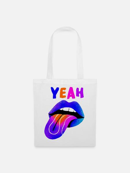 Lebendige Lippen YEAH Pop Art - Stoffbeutel - Weiß