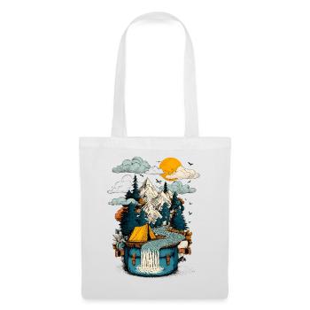 Mountain Lake Path - Camping Backpacker Motif - Tote Bag - white - Front