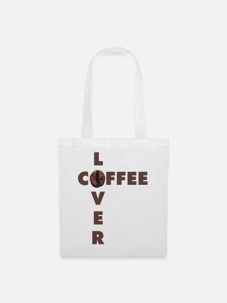 Kaffeeliebhaber-Design mit echter Bohne - Stoffbeutel - Weiß