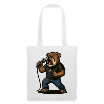 Chanteur de rock bouledogue avec art du microphone - Sac en tissu - blanc - Devant