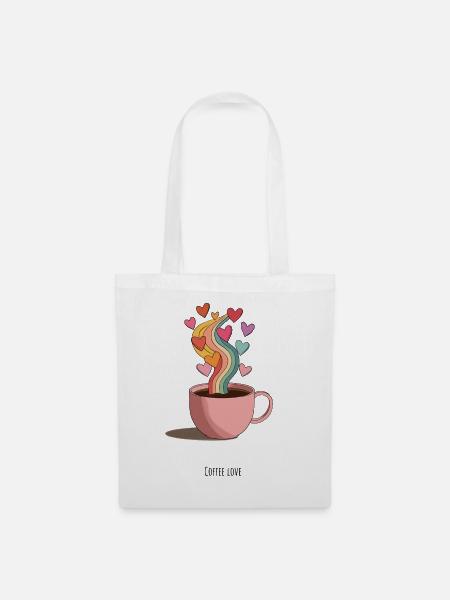 KaffeeLiebe Regenbogen Dampf - Stoffbeutel - Weiß