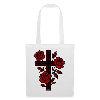 Fleurs à symbole de croix - Sac en tissu - blanc - Devant