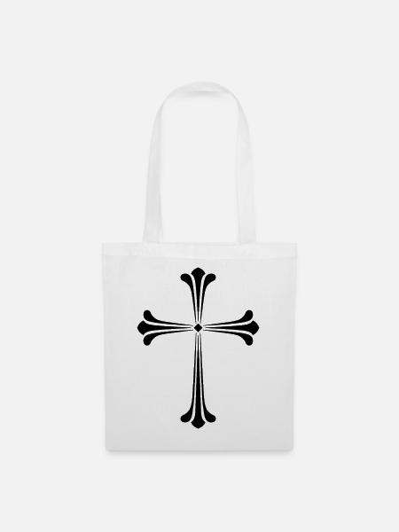 Schwarzes Kreuz - Stoffbeutel - Weiß