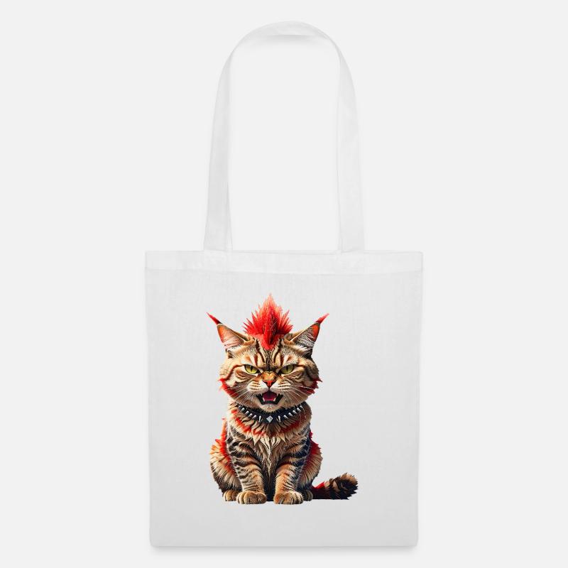 Punk Katze - Stoffbeutel - Weiß