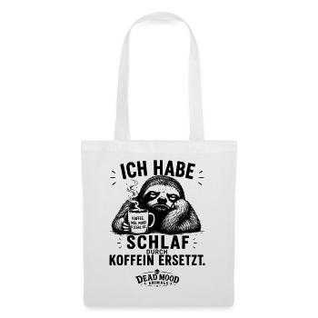 Müdes Faultier mit Kaffee | Lustiger Kaffee Spruch - Stoffbeutel - Weiß - Vorne