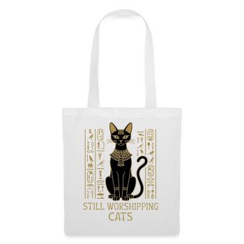 Still Worshipping Cats – Egyptian Cat Hieroglyphic - Tote Bag - white - Front