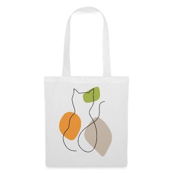 Lineart cat with pastel shapes - Tote Bag - white - Front