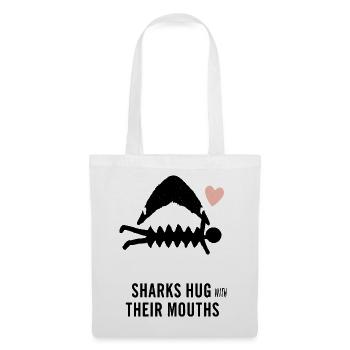 Les requins se serrent dans leurs bras avec leur bouche - Sac en tissu - blanc - Devant