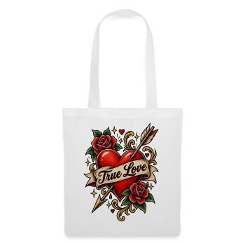 Wahre Liebe – Klassisches Tattoo-Herz - Stoffbeutel - Weiß - Vorne