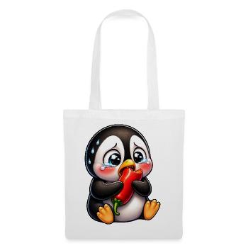 Pinguin Chili Scharf Lustiger Cartoon - Stoffbeutel - Weiß - Vorne