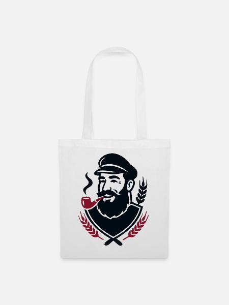 Seebaer Kapitaen Wappen Logo - Stoffbeutel - Weiß