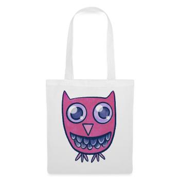 Pink Owl Grin Cartoon-Monster - Stoffbeutel - Weiß - Vorne