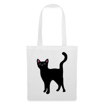 Neon-Katzengesicht auf Schwarz - Stoffbeutel - Weiß - Vorne