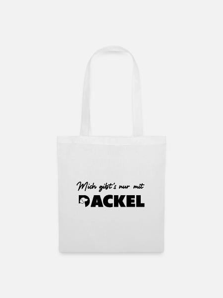 Mich gibts nur mit Dackel - Stoffbeutel - Weiß