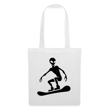 Design minimaliste : Alien Snowboarder - Sac en tissu - blanc - Devant