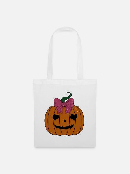 Halloweenkürbis - Stoffbeutel - Weiß