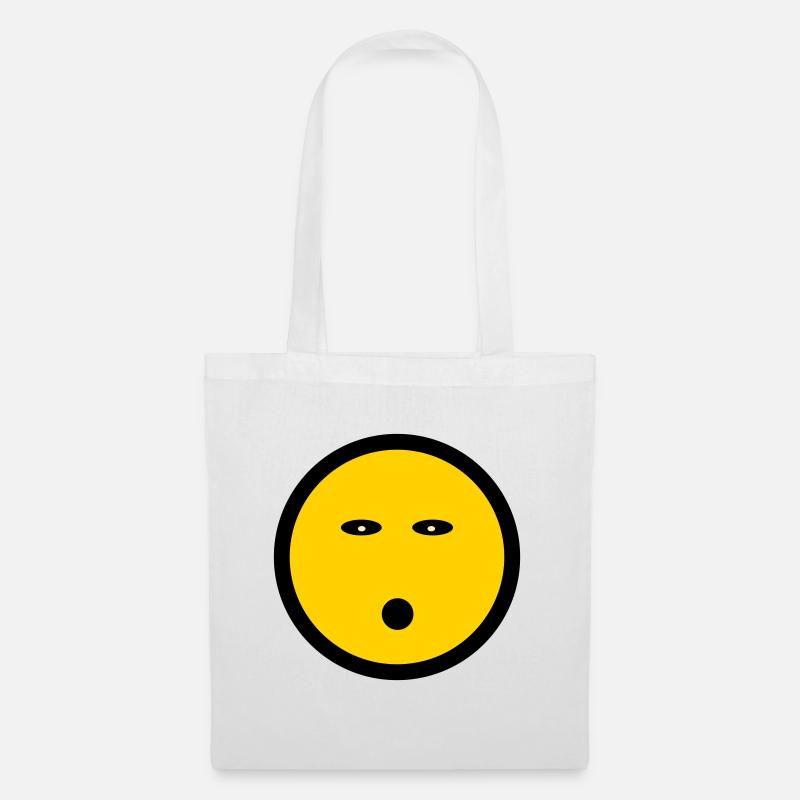 Energieloses Emoticon - Bildsymbol - Strichgesicht - Stoffbeutel - Weiß