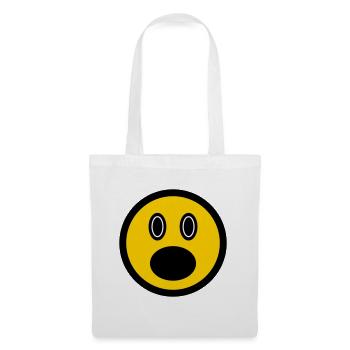 Verblüfftes Emoticon - Bildsymbol - Strichgesicht - Stoffbeutel - Weiß - Vorne