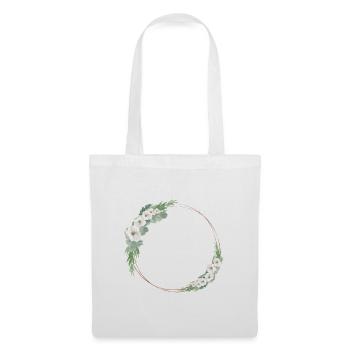 Customizable rose gold green white floral wreath - Tote Bag - white - Front