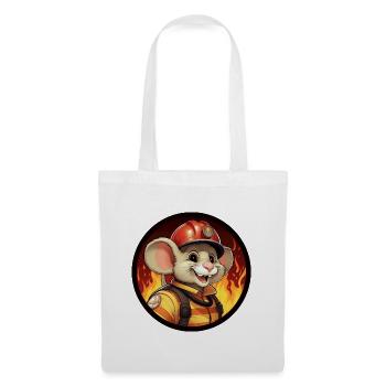 Feuerwehrmann Maus - Stoffbeutel - Weiß - Vorne