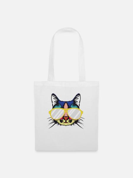 Cool Cat n Glasses - Tote Bag - white