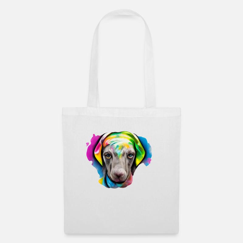 Weimaraner in Farbe - Stoffbeutel - Weiß