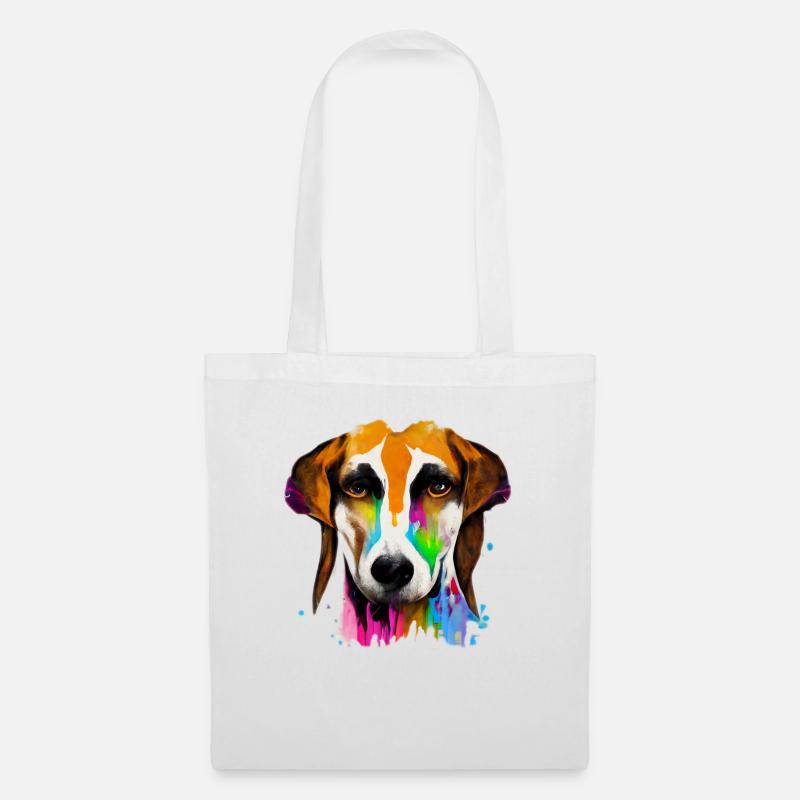 American Foxhound Design in Farbe - Stoffbeutel - Weiß