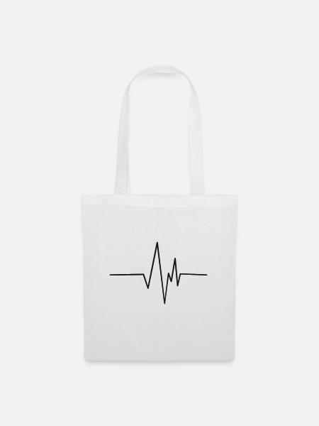 Herz Zeichen EKG Design - Stoffbeutel - Weiß