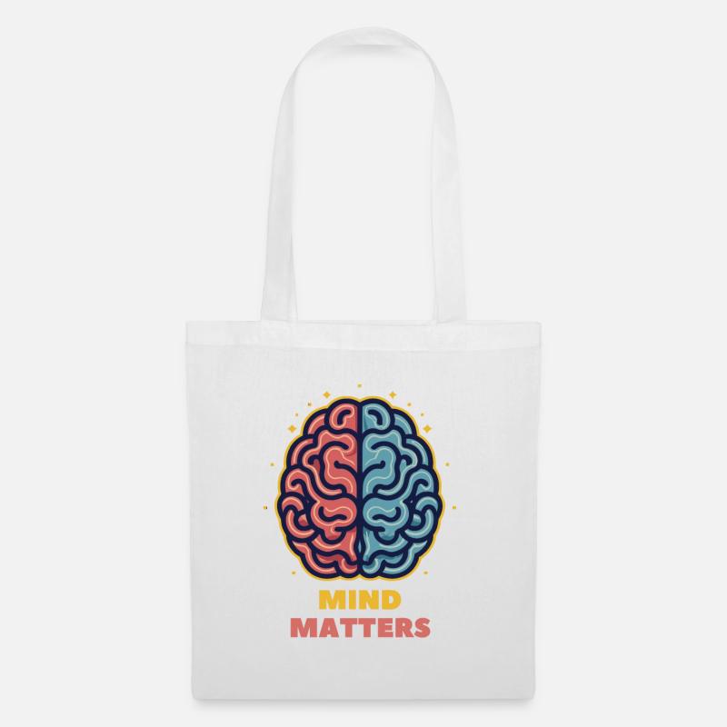 Mind Matters - Gehirn-Illustration - Stoffbeutel - Weiß