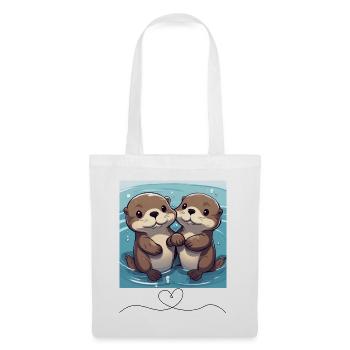 Otter Pärchen - Stoffbeutel - Weiß - Vorne