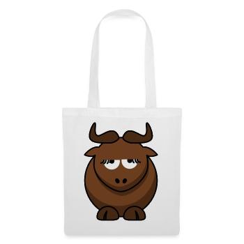 Dessin animé du taureau endormi - Sac en tissu - blanc - Devant