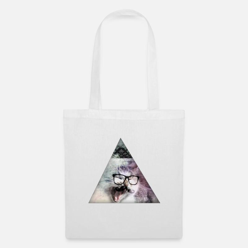 Triangle Monster Moustache Cat - Stoffbeutel - Weiß