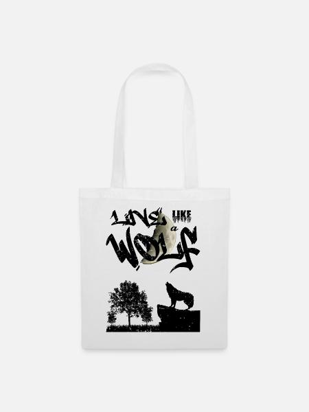 Lebe wie ein Wolf - Stoffbeutel - Weiß