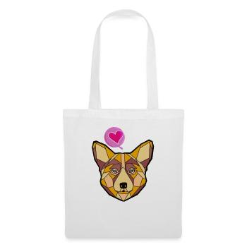 Geometrischer Hund mit Herz - Stoffbeutel - Weiß - Vorne