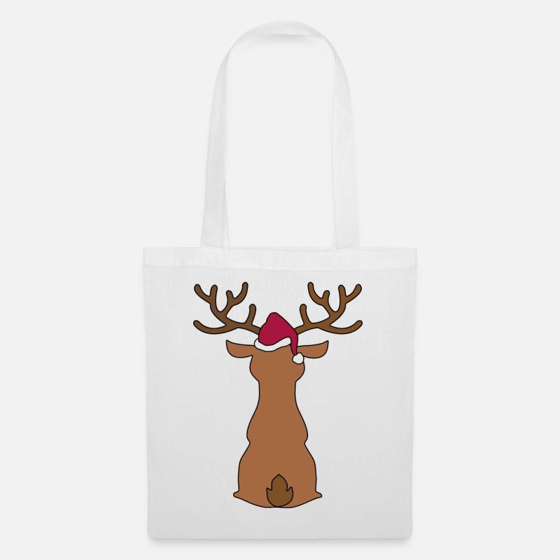 Lustiger Elch zu Weihnachten - Stoffbeutel - Weiß