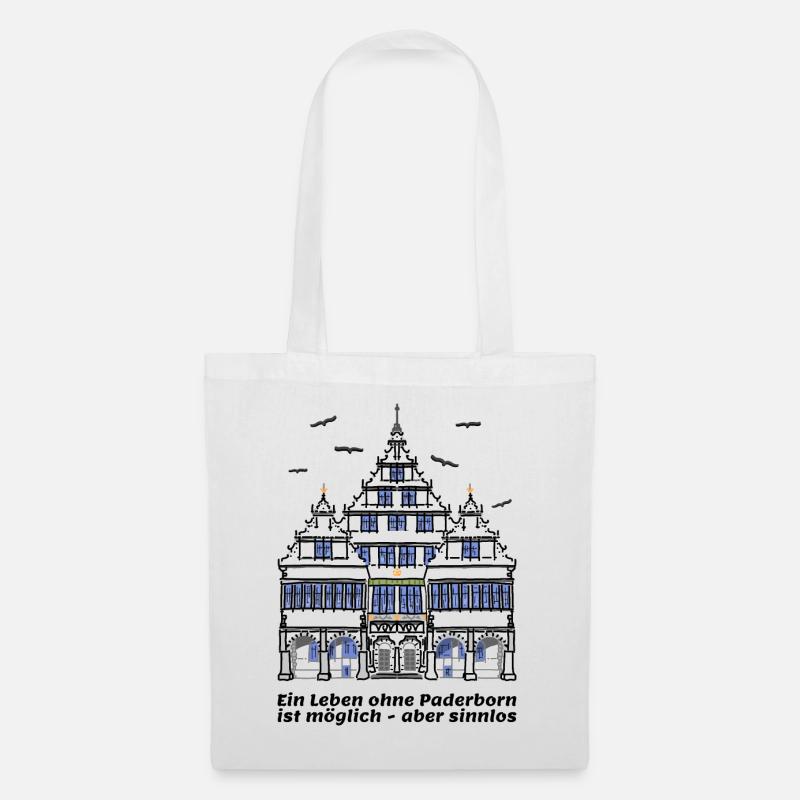 Paderborn , Lustiger Spruch, historisches Rathaus - Stoffbeutel - Weiß