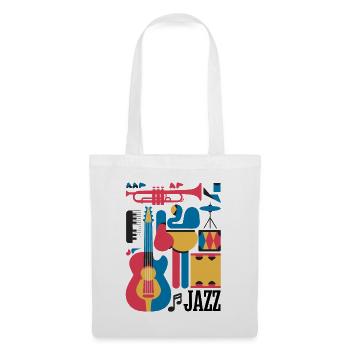 Happy Musical Notes and Instruments Illustration - Tote Bag - white - Front